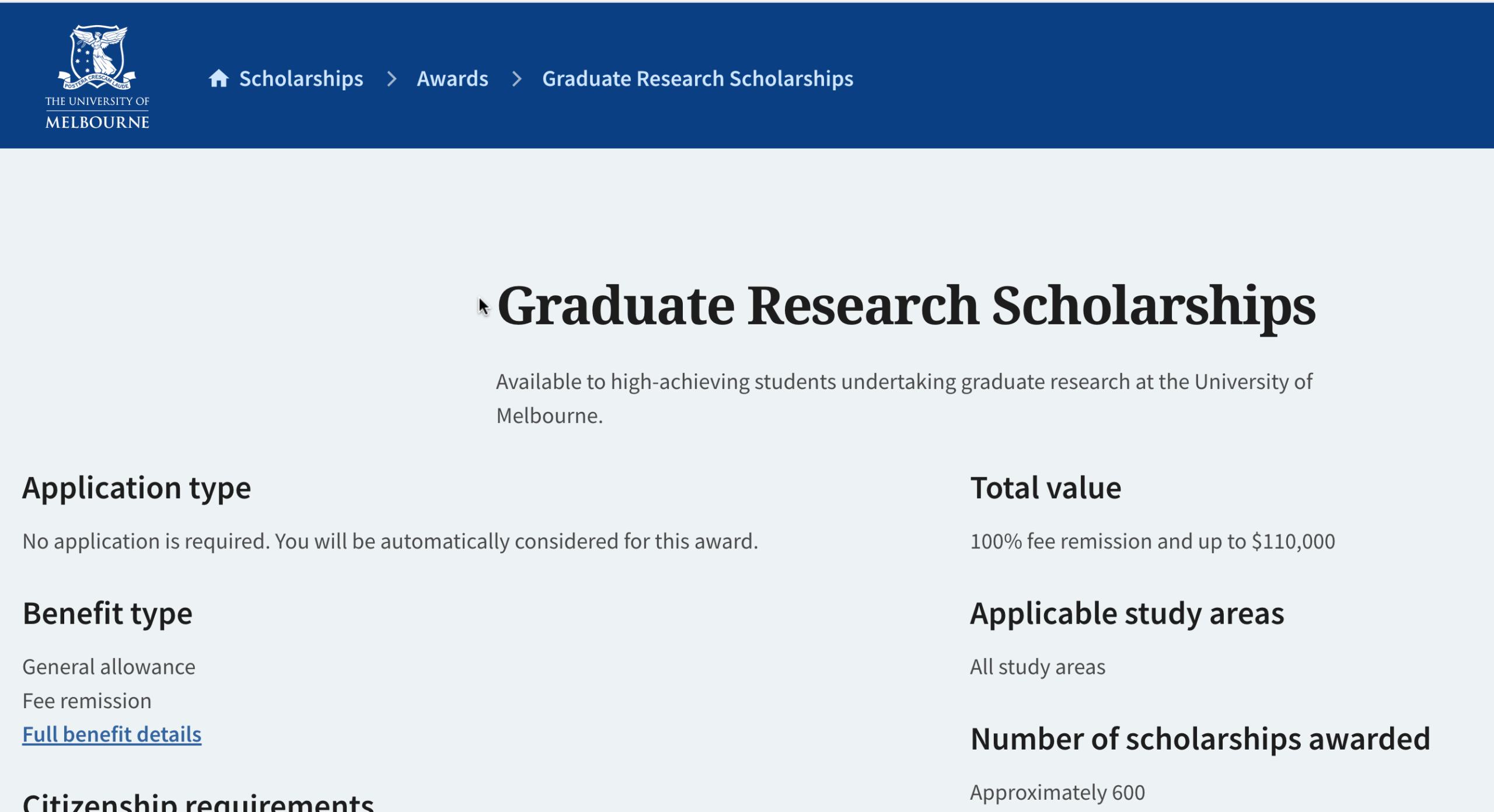 University of Melbourne Scholarship 2023 (Fully Funded)